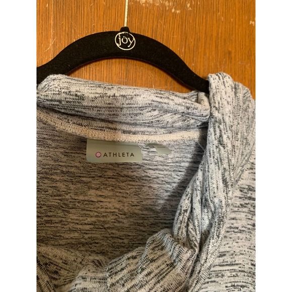ATHLETA HEATHER GRAY COWL NECK TUNIC WITH ZIPPERED POCKETS; MED - Picture 2 of 3